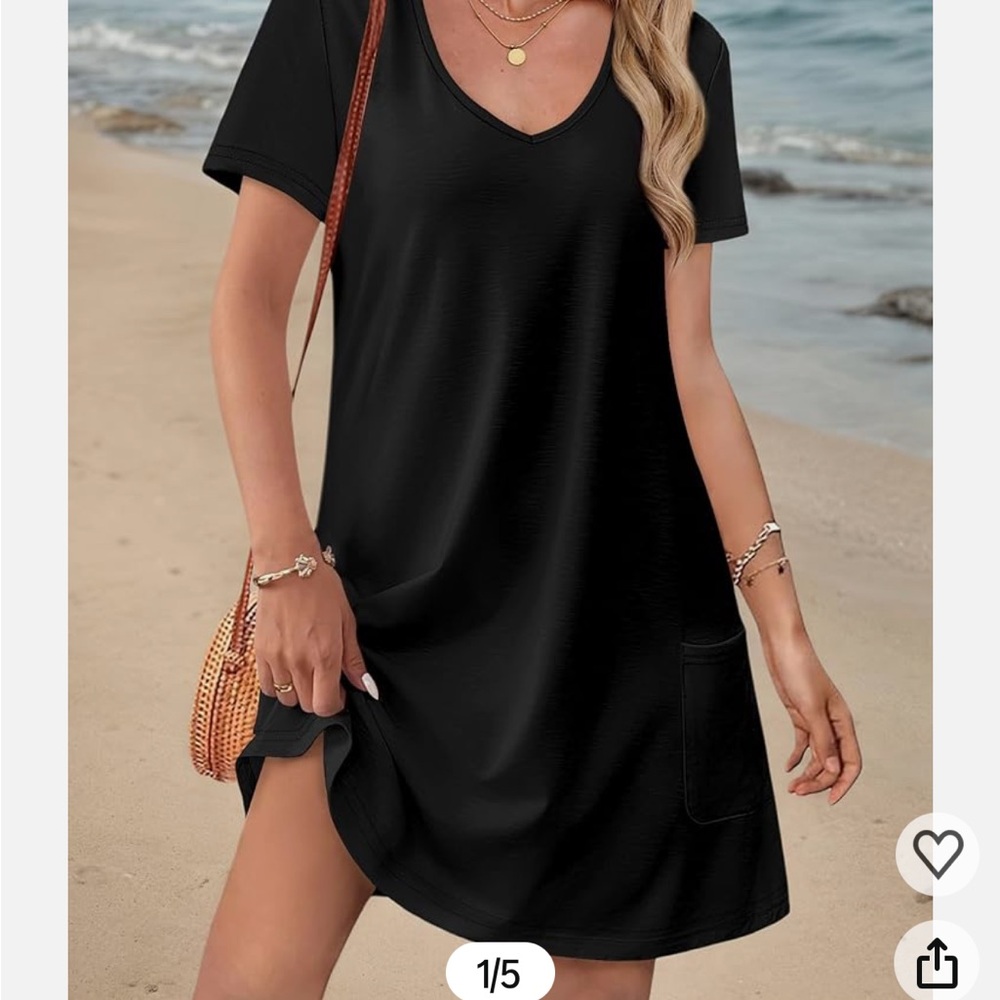 Black V-Neck Dress with pockets